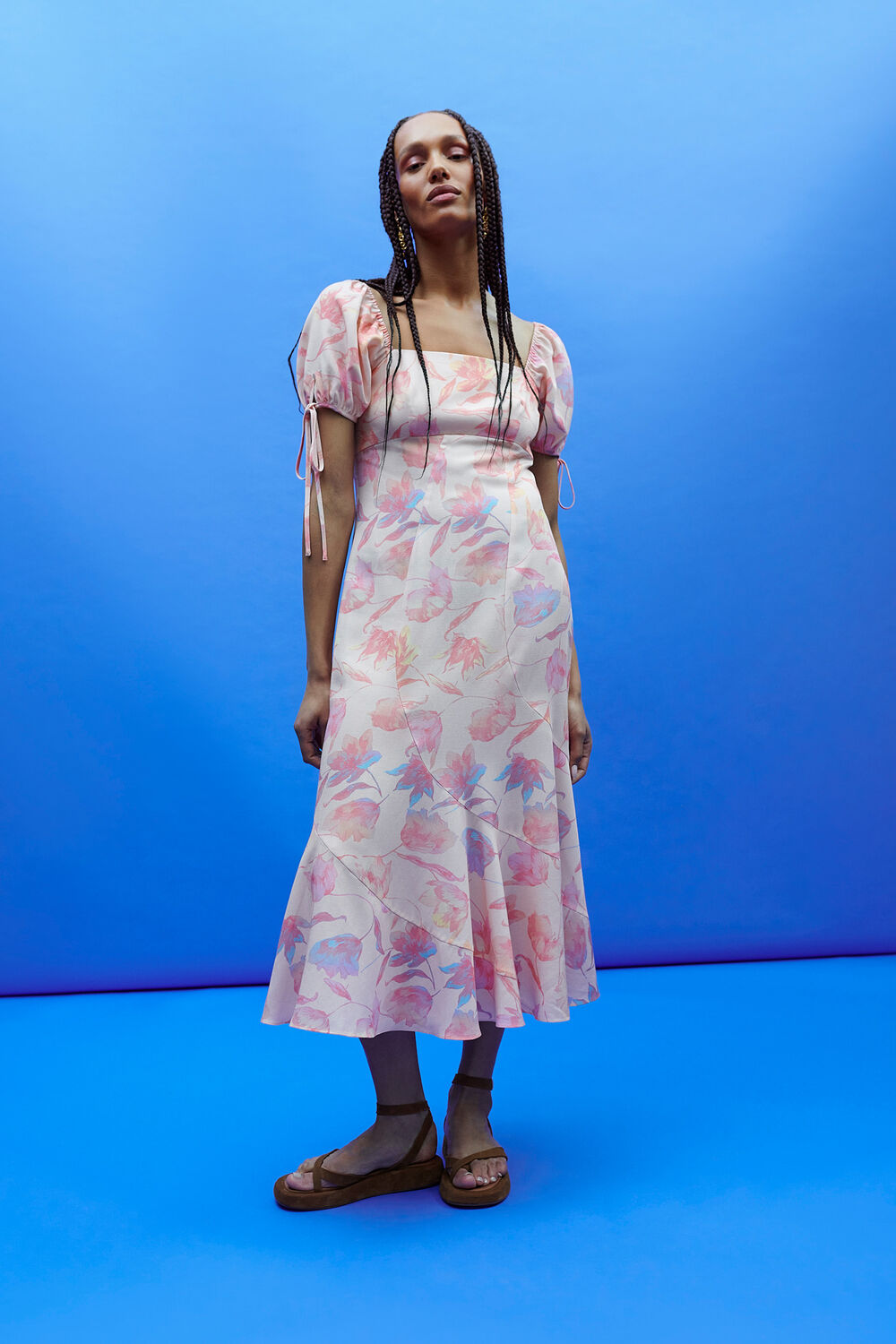 Seam Detail Floral Print Dress