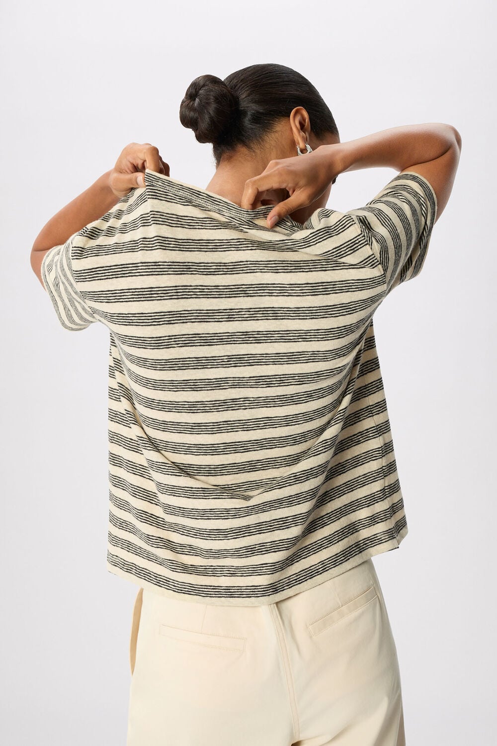 Yellow Stripe Linen T-Shirt