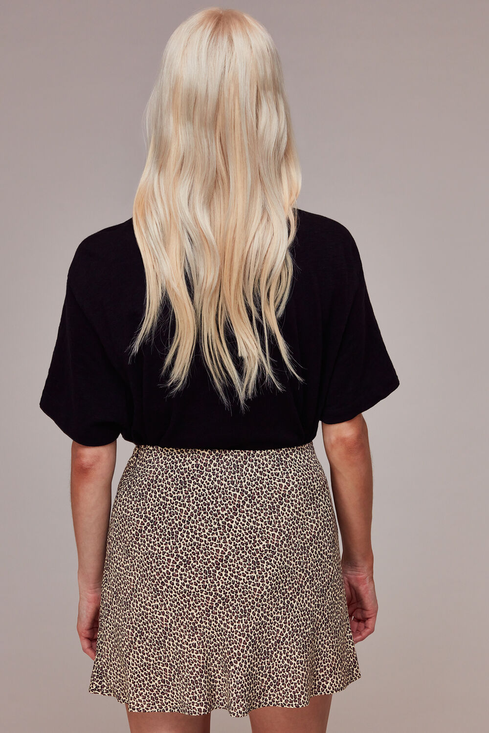 Petite Dashed Leopard Mini Bias Skirt