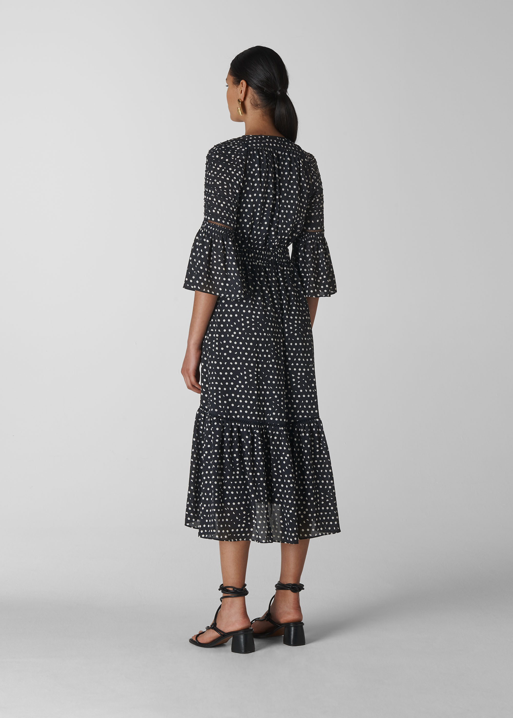 Navy Multi Advika Spot Midi Dress WHISTLES
