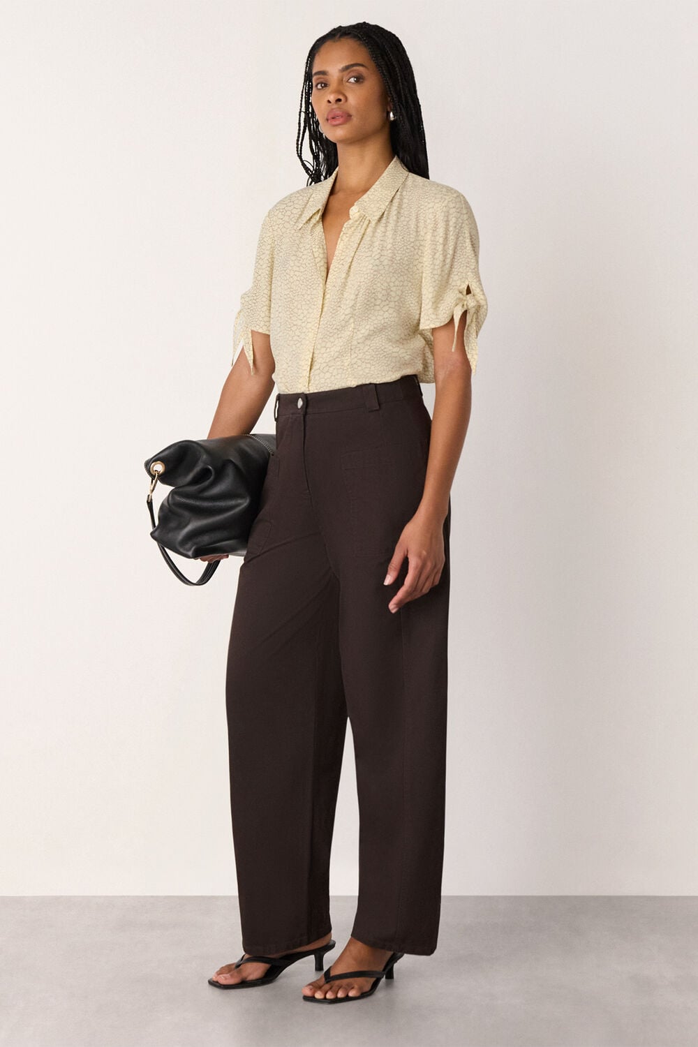 Ivory Dashed Marks Tie Sleeve Shirt