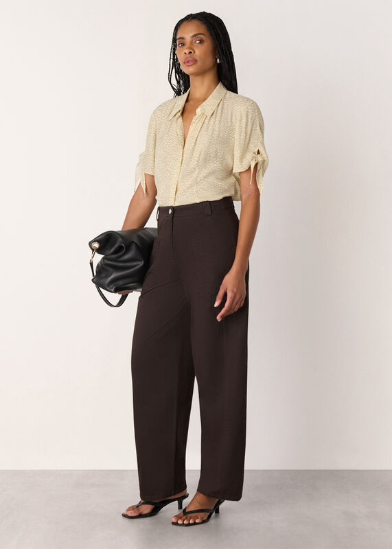 Ivory Dashed Marks Tie Sleeve Shirt