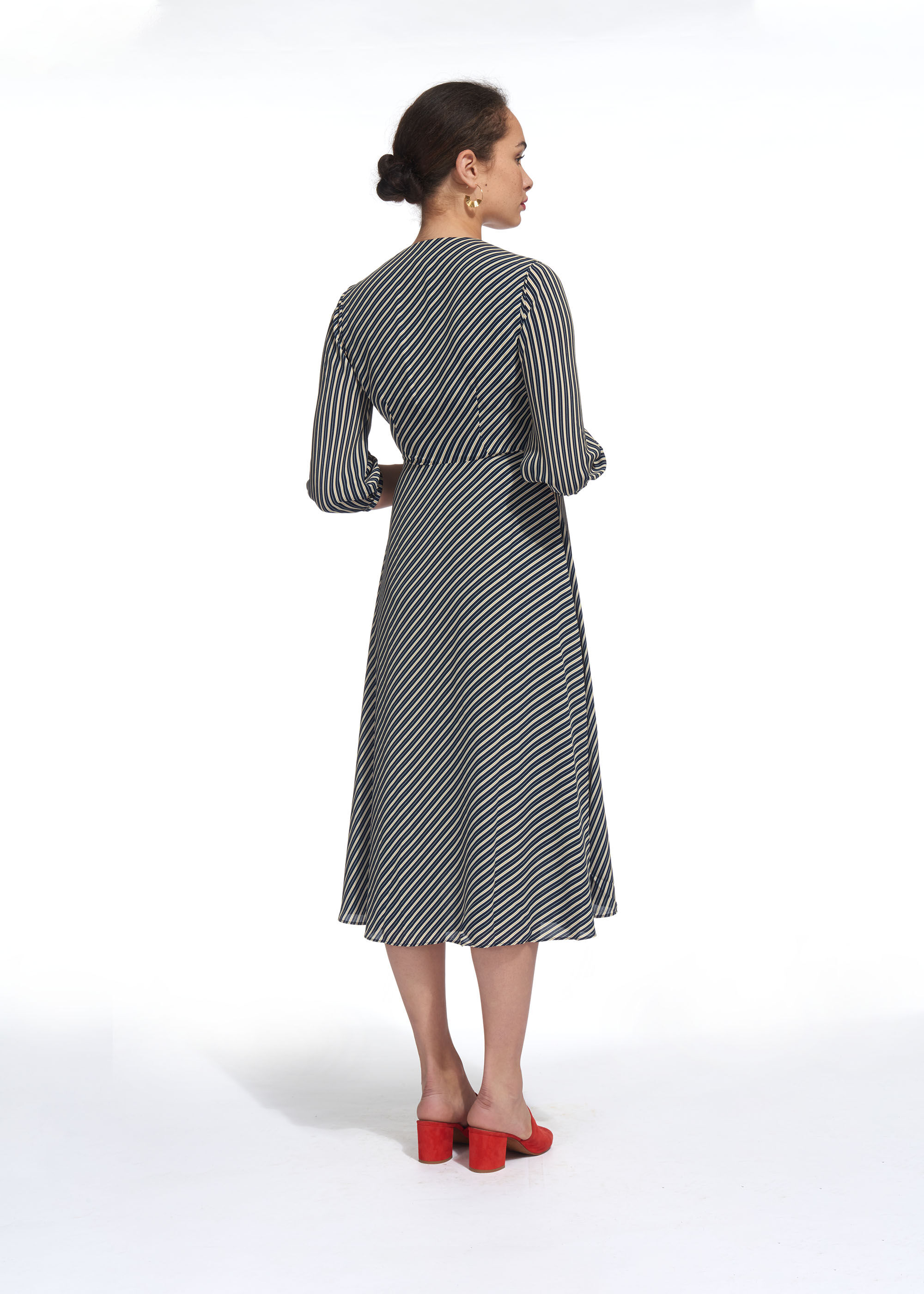 Whistles stripe best sale wrap shirt dress