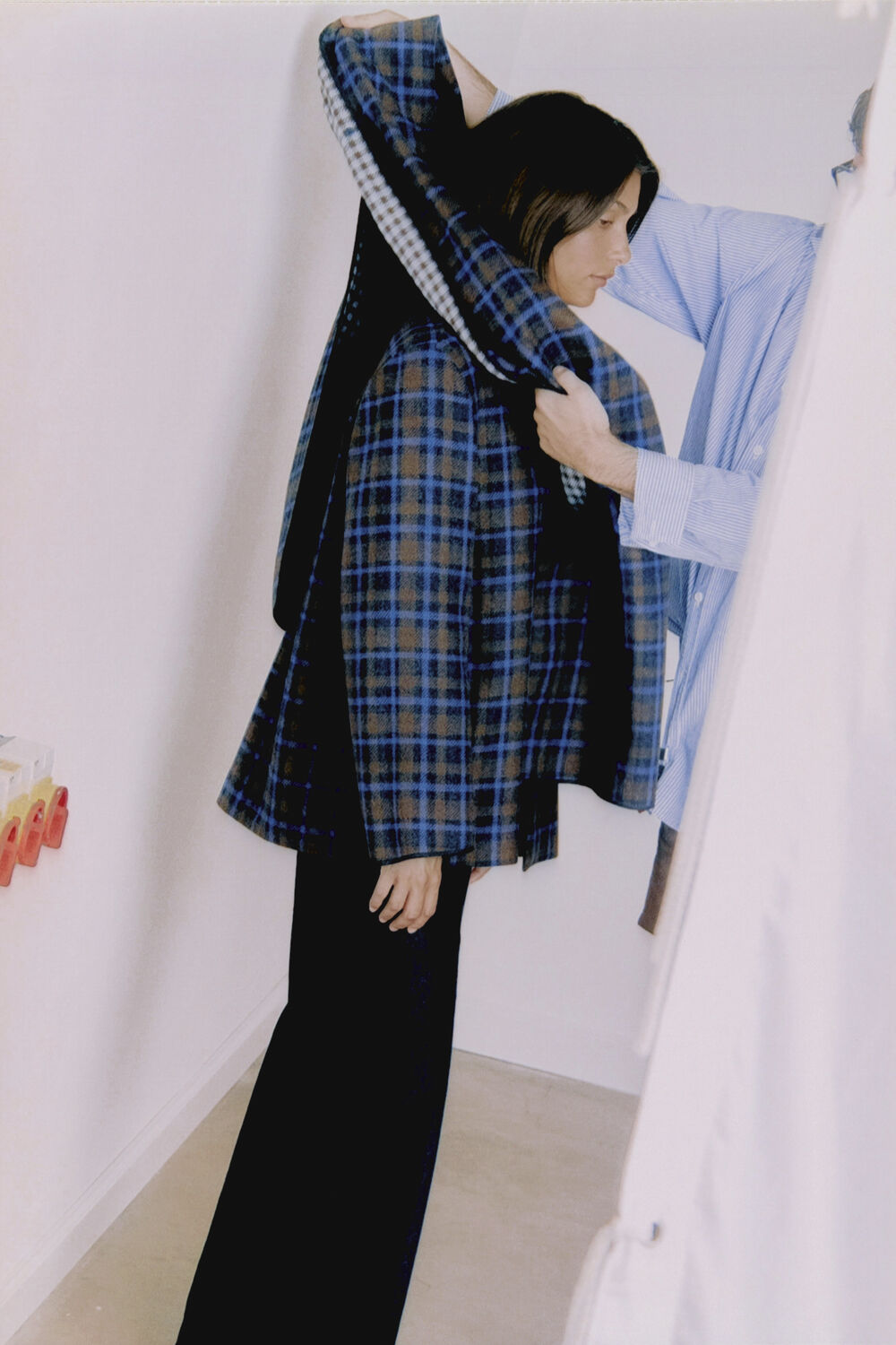 Check Scarf Coat