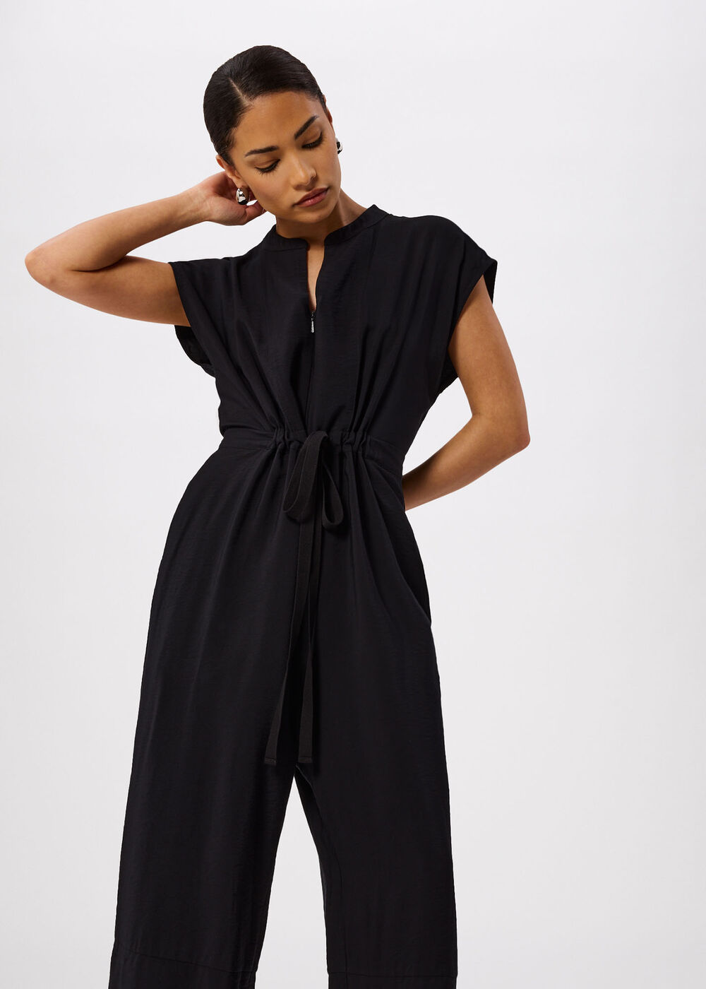 Petite Sleeveless Drawstring Jumpsuit