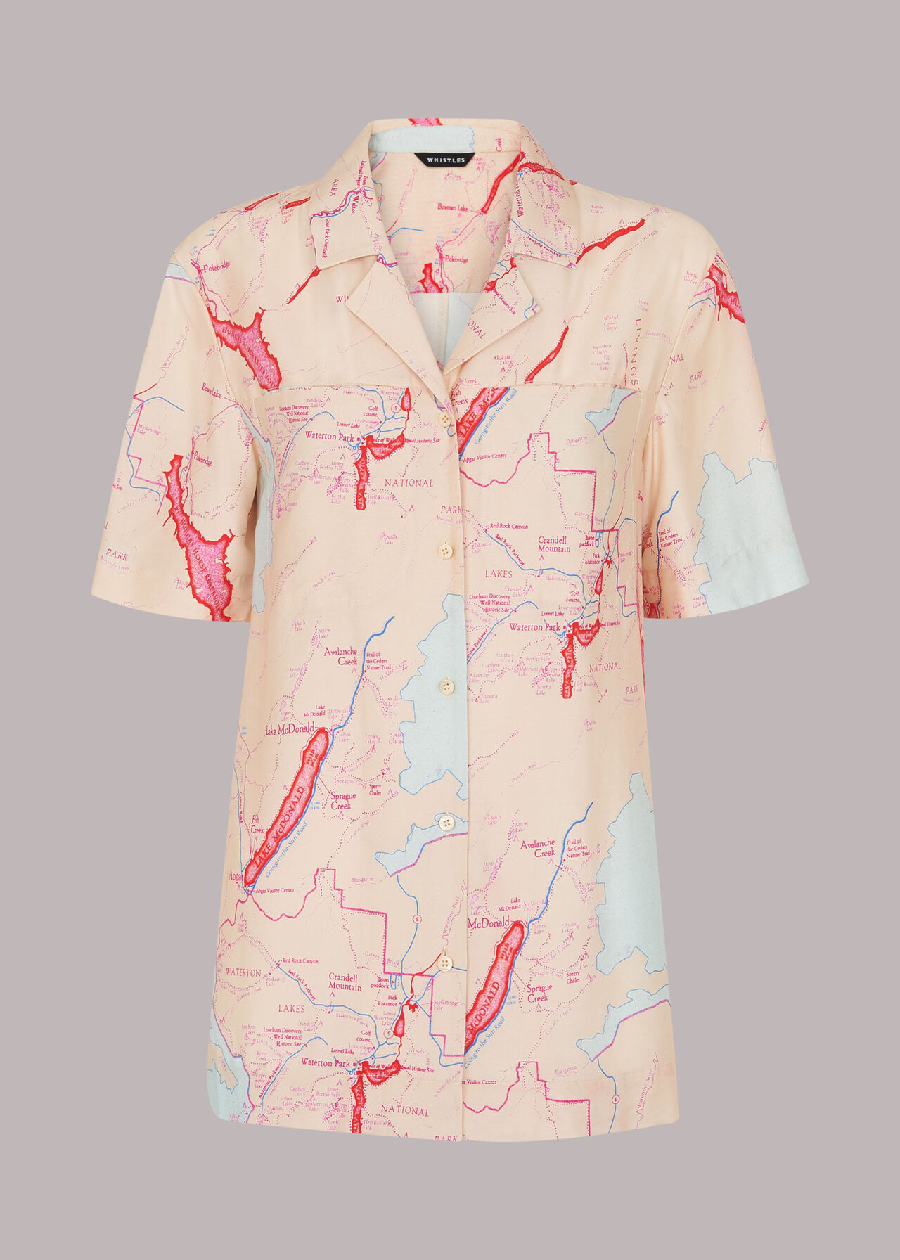 Map Print Silk Mix Shirt