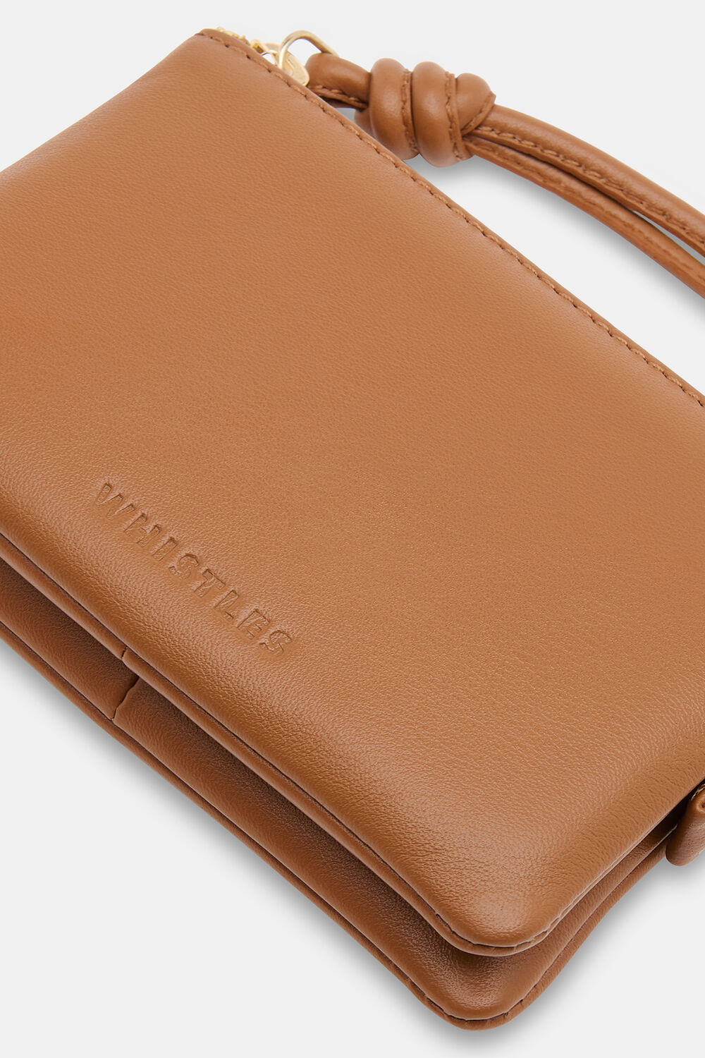 Tan Knotted Zip Pull Purse