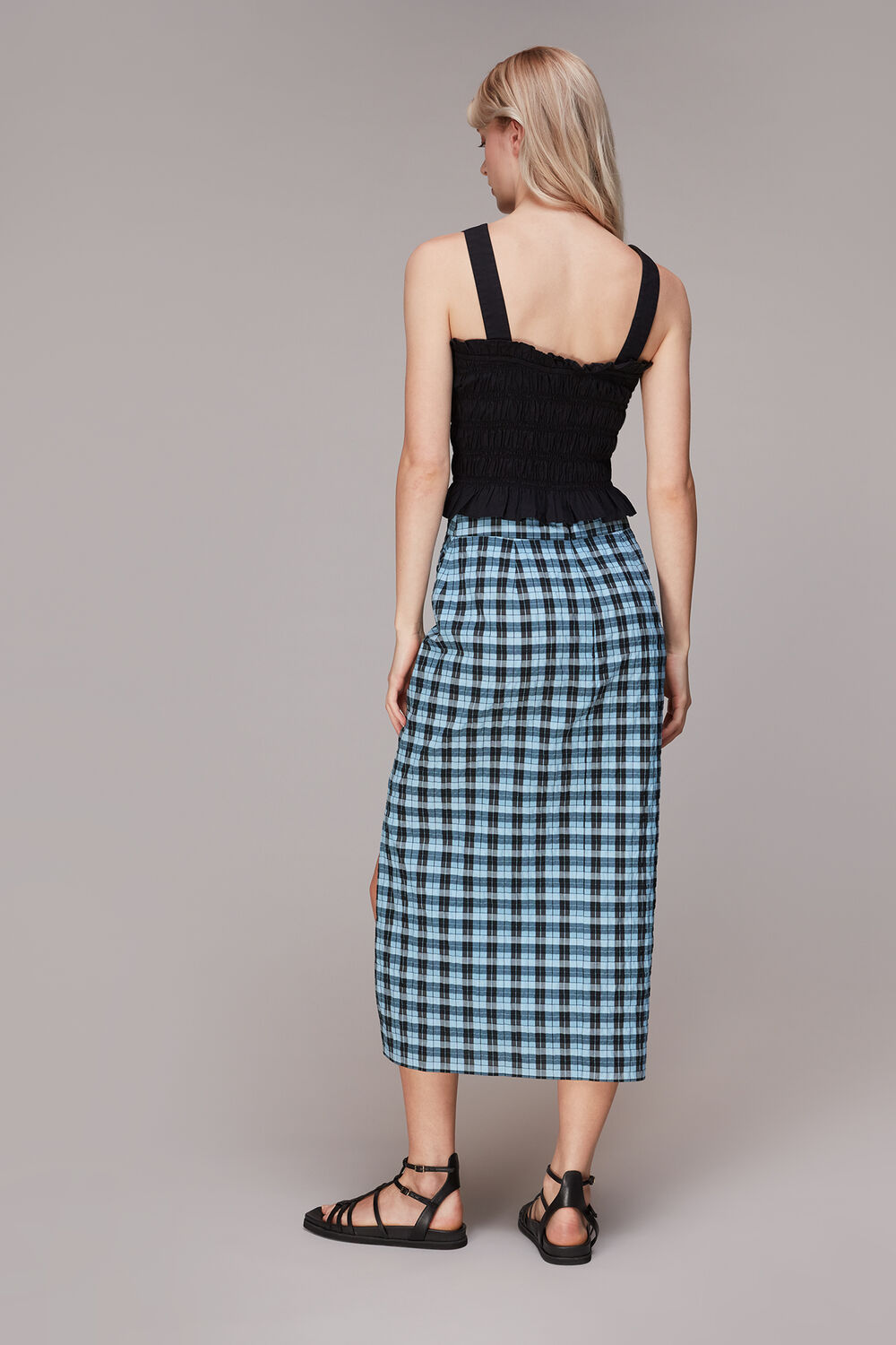 Gingham Ruched Front Skirt