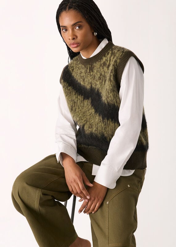 Green Zebra Print Knitted Tank