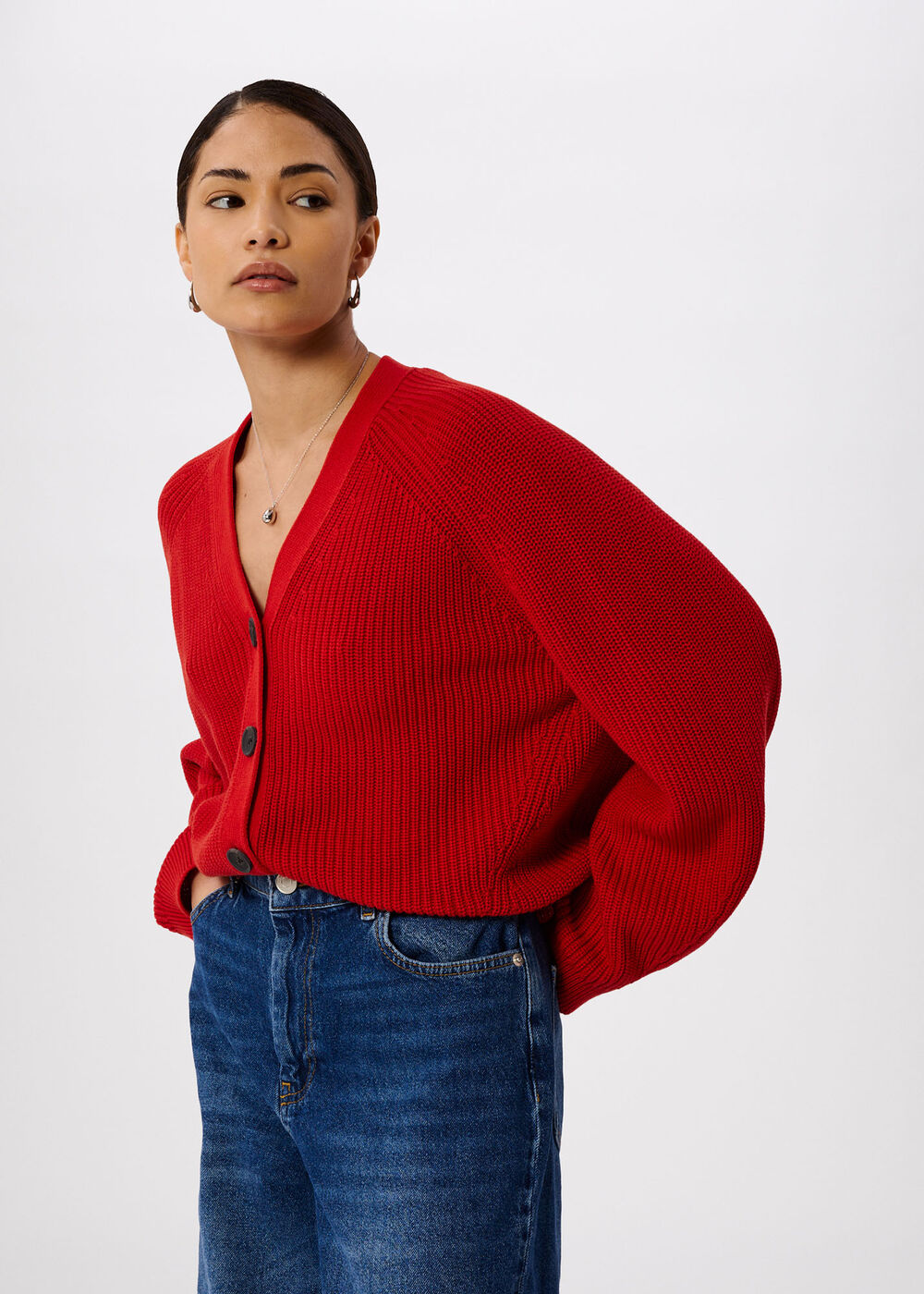 Petite V Neck Cotton Cardigan