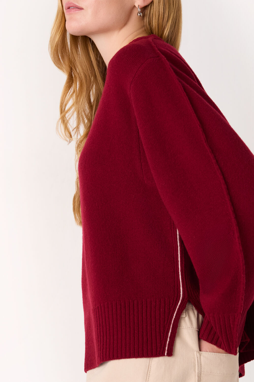 Side Stripe Detail Wool Knit