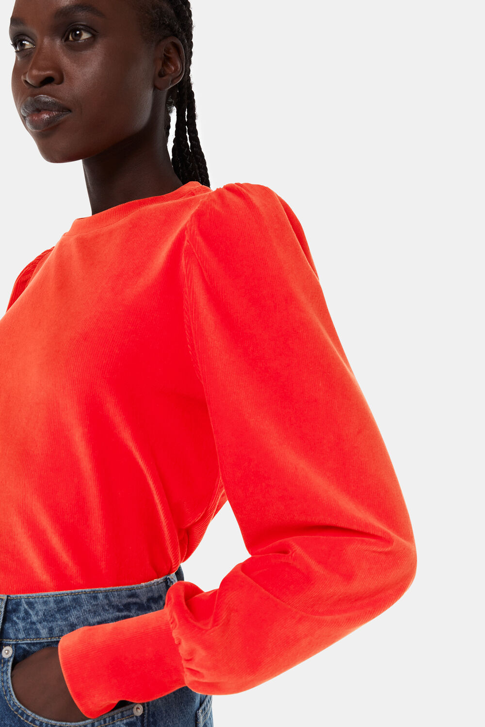Puff Sleeve Cord Top