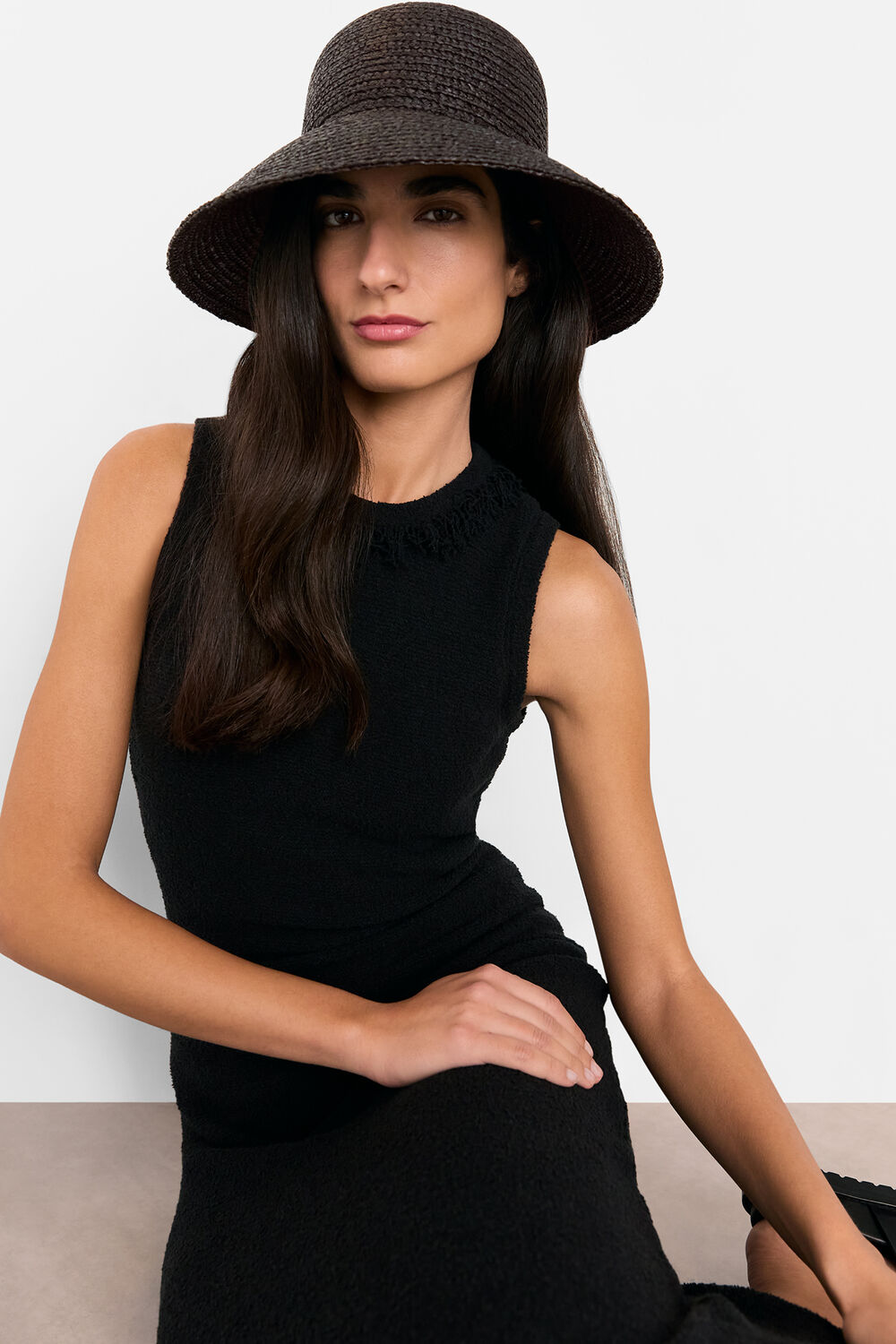 Black Wide Brim Straw Hat