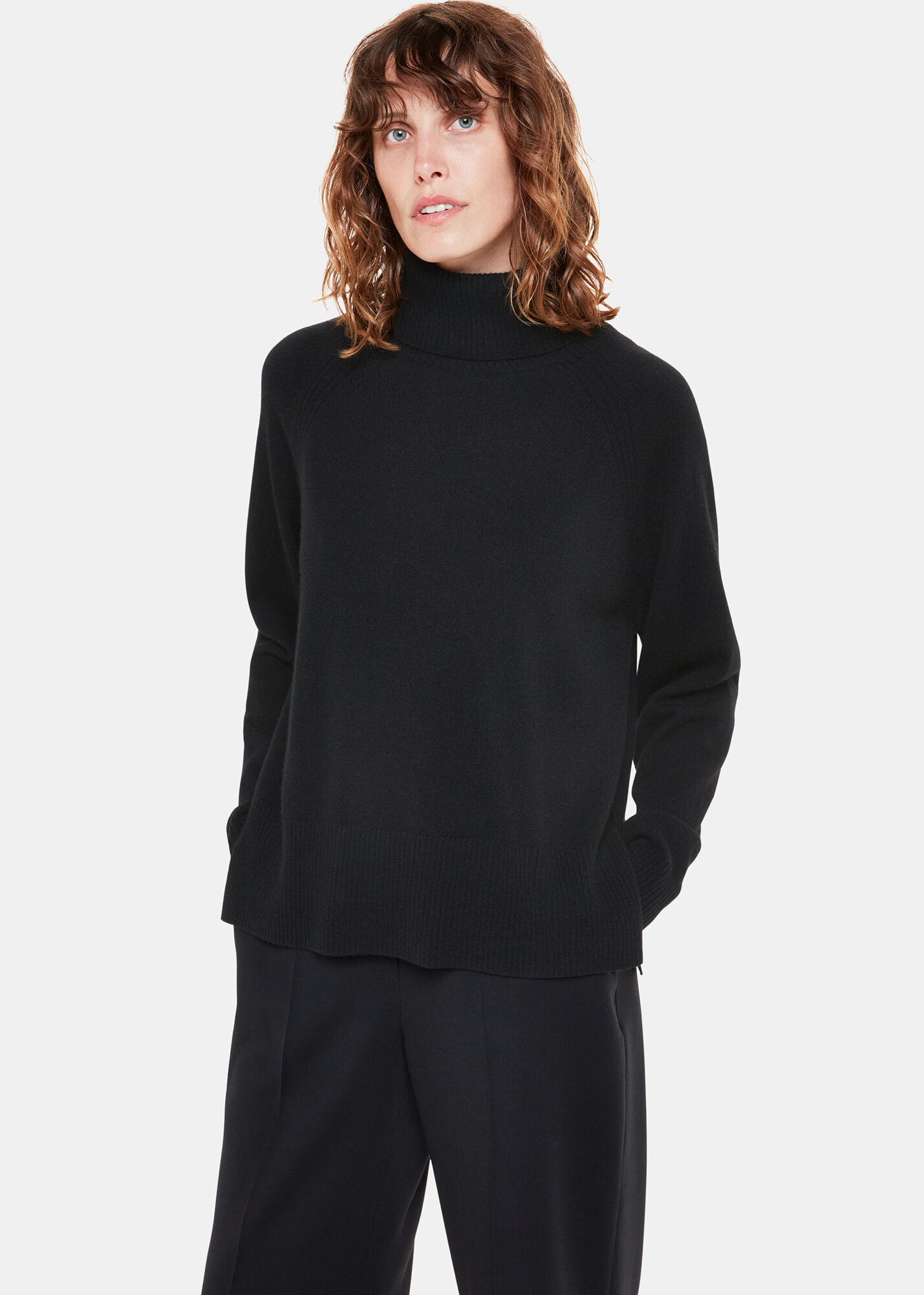 Women's Black Cashmere Turtleneck Sweater | Whistles US |