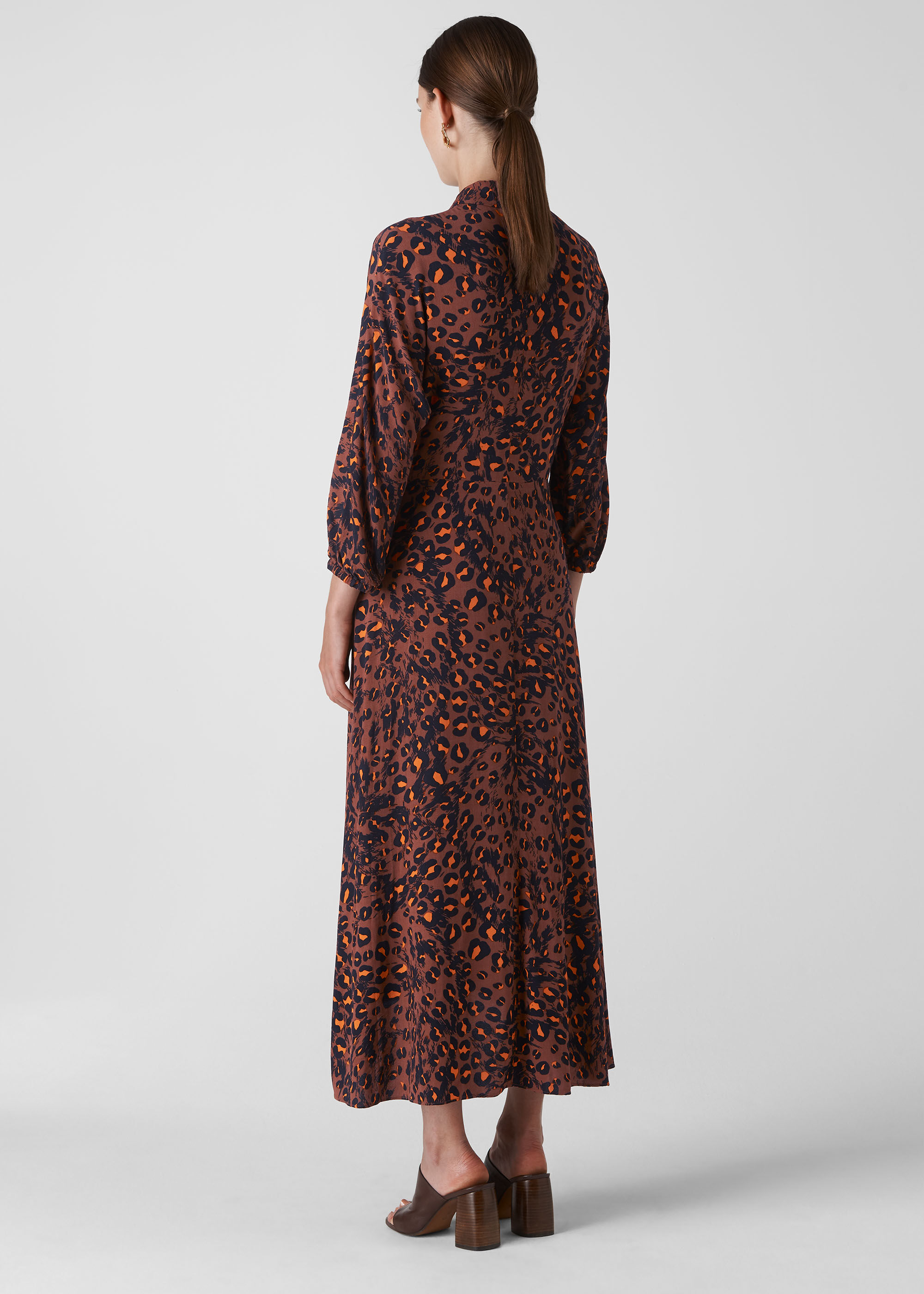 brushed leopard button dress