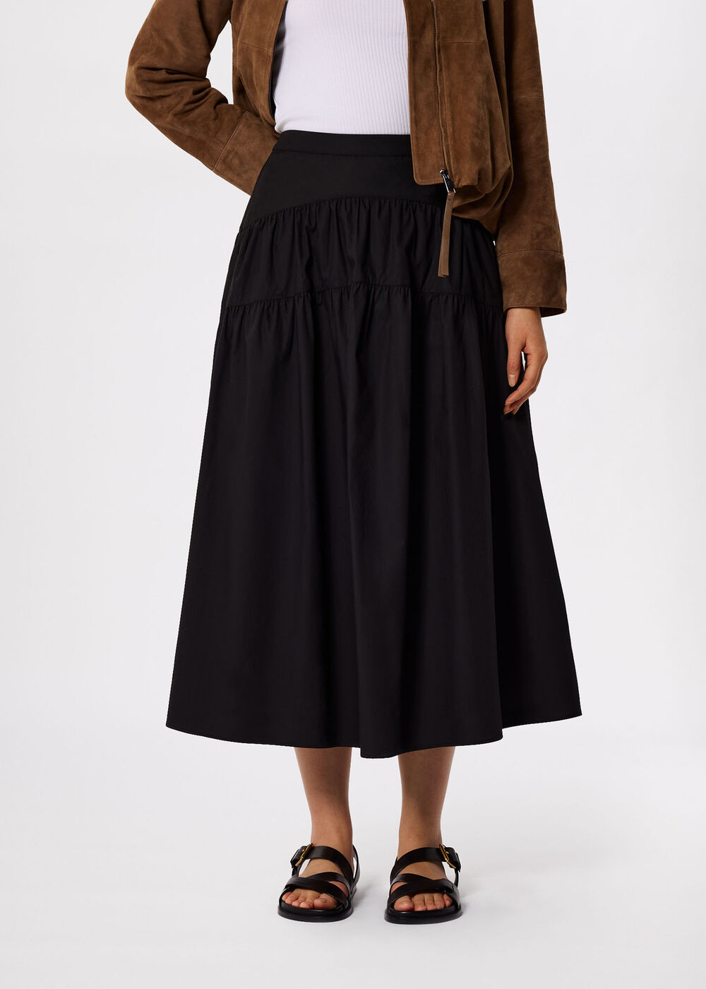 Tier Hem Cotton Skirt