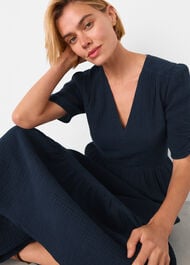 Textured Cotton Midi Dress