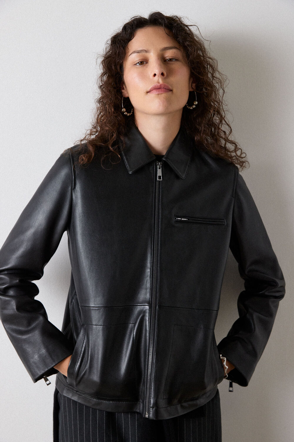 Black Kate Zip Leather Jacket