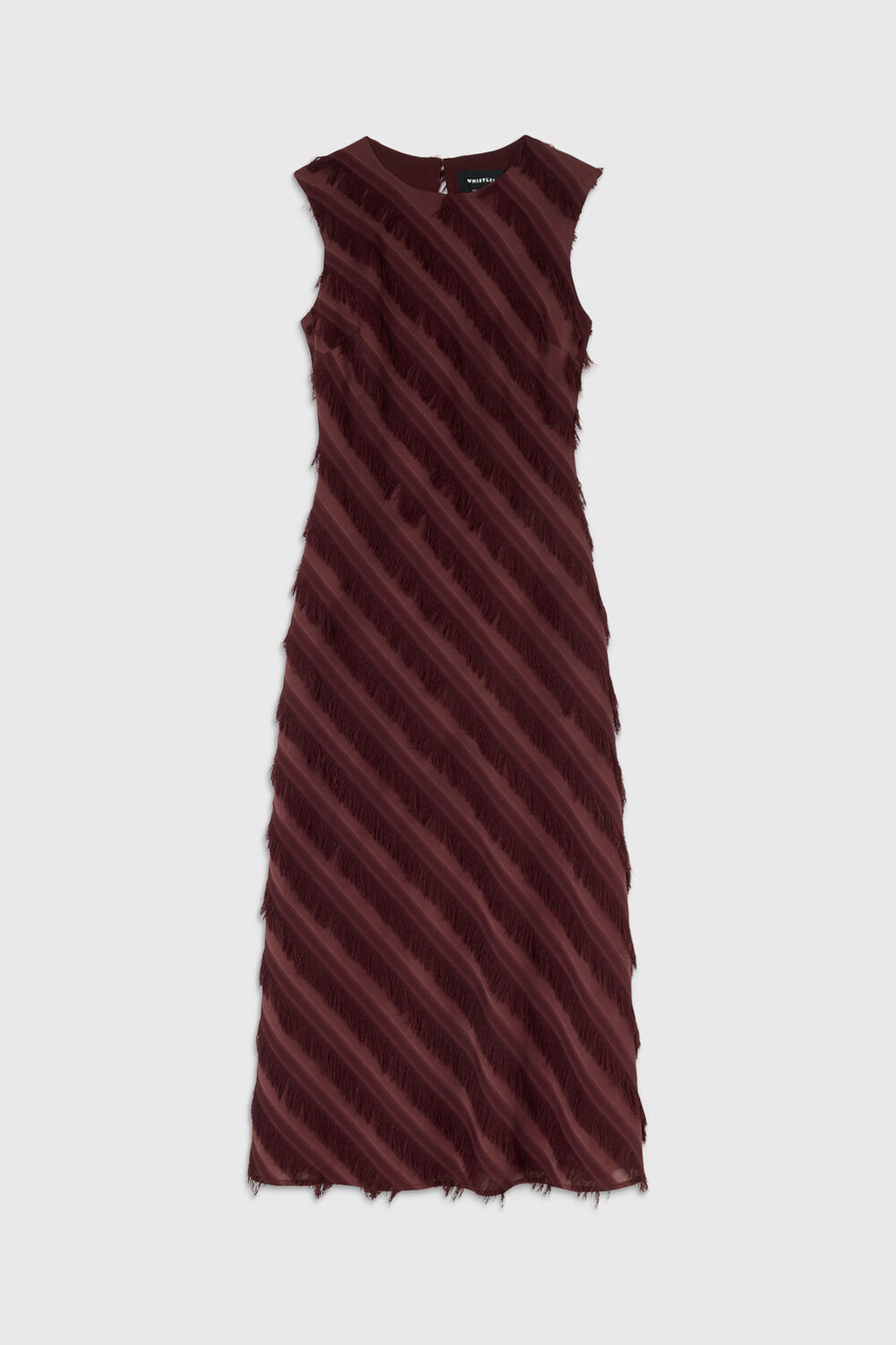 Brown Diagonal Fringe Textured Dress