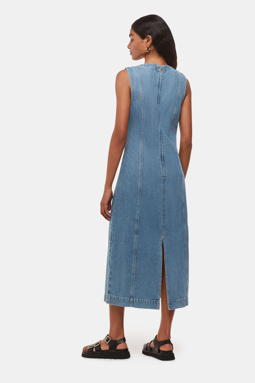 Petite Sleeveless Denim Midi Dress