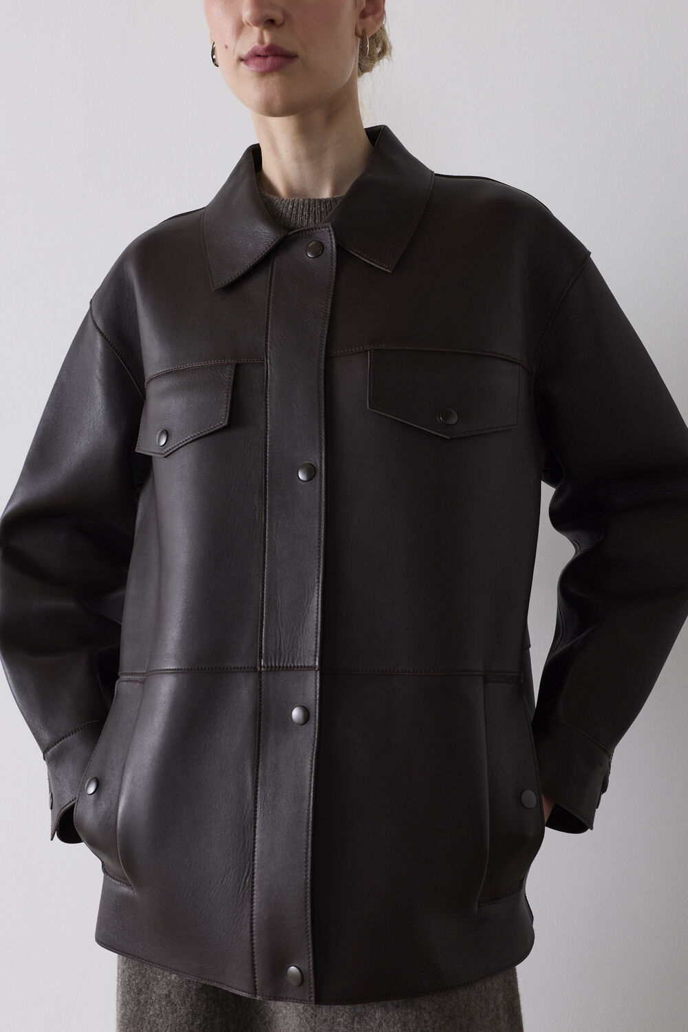 Brown Clean Bonded Leather Jacket