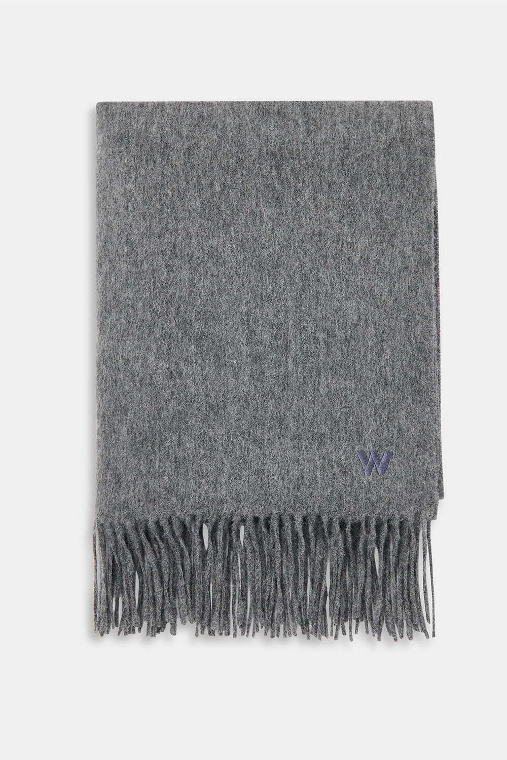 Grey Fringed Blanket Scarf