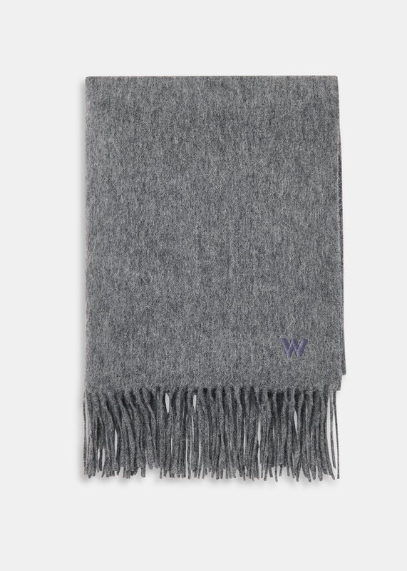 Grey Fringed Blanket Scarf