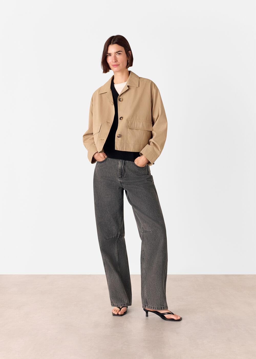 Short Cotton Trench Jacket
