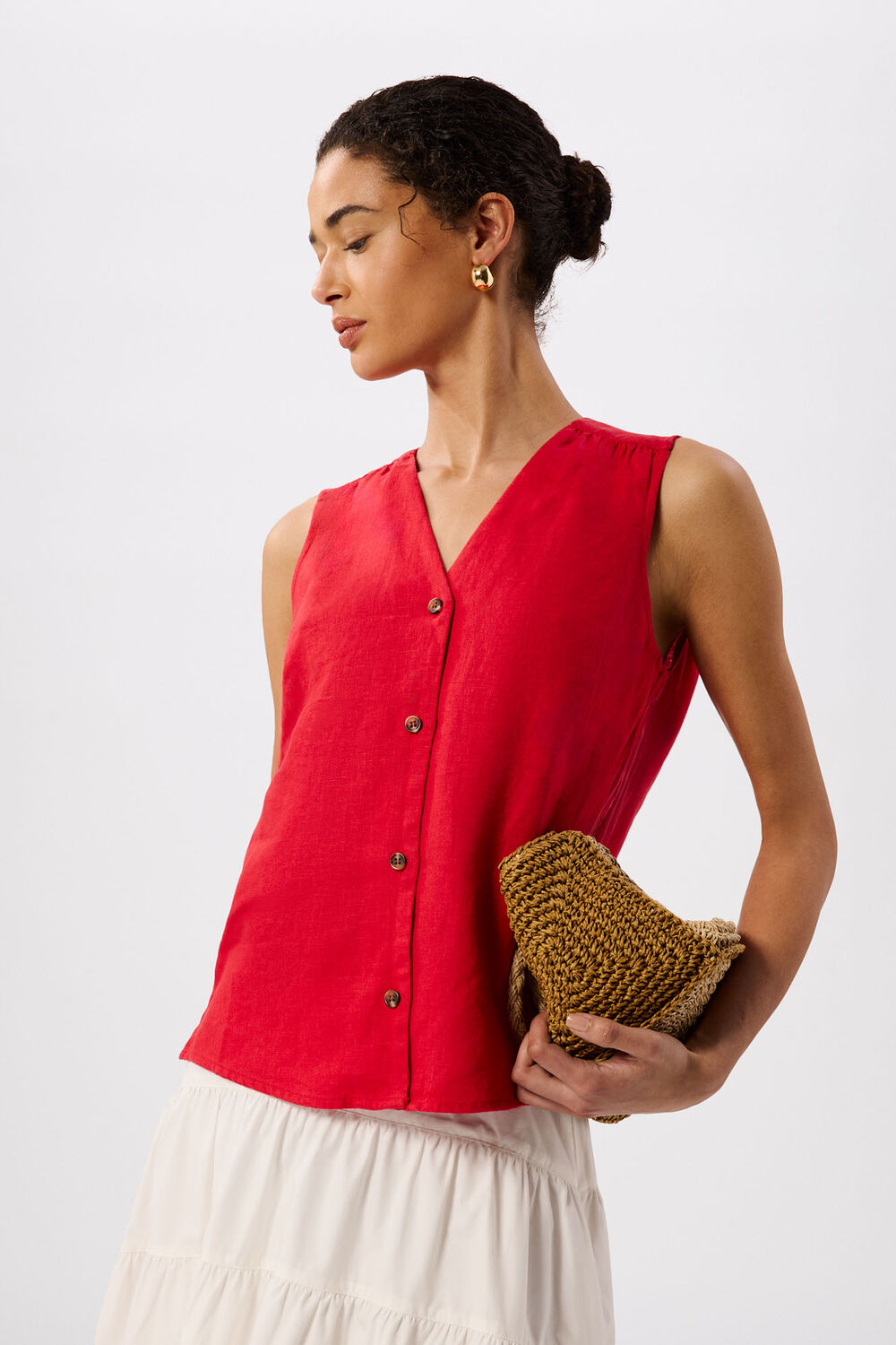 Red Laura Linen Tank