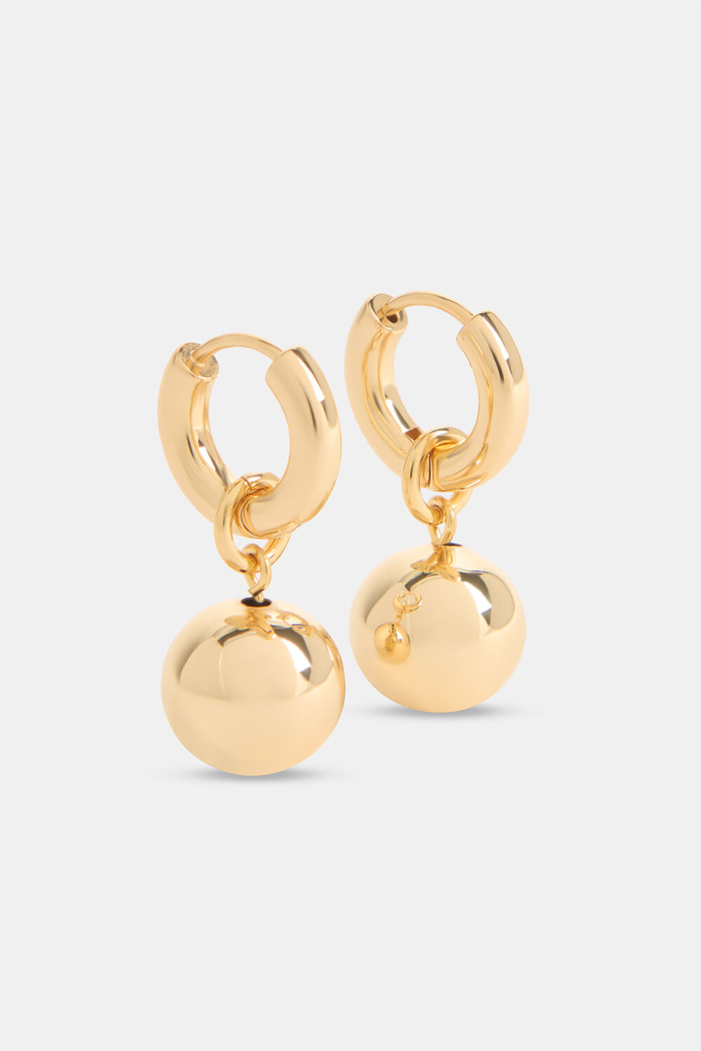 Gold Sphere Drop Huggie Earring
