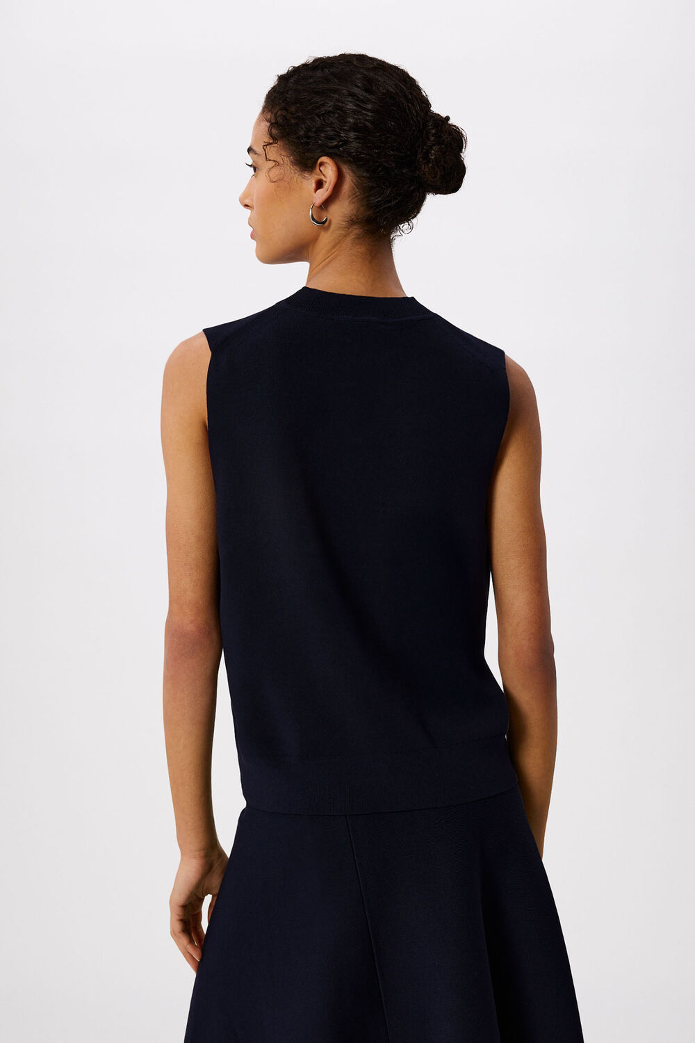 Navy Round Neck Detail Tank