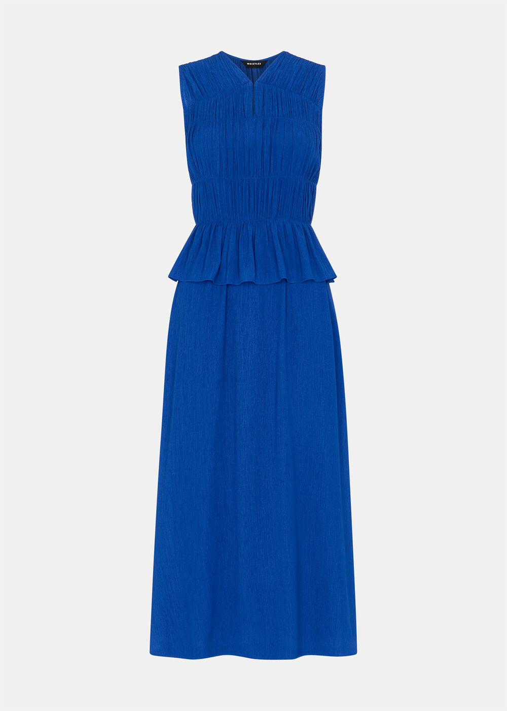 Petite Shirred V Neck Midi Dress