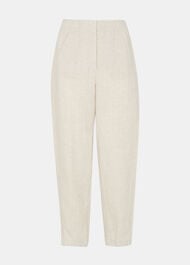 Petite Linen Barrel Leg Trouser