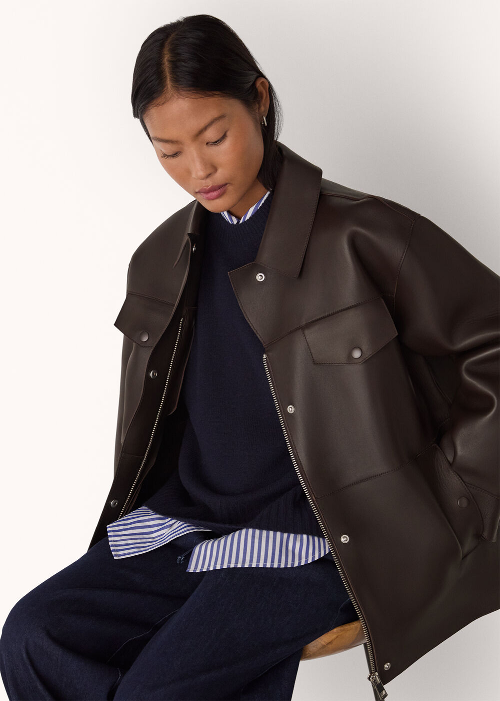 Petite Clean Bonded Leather Jacket