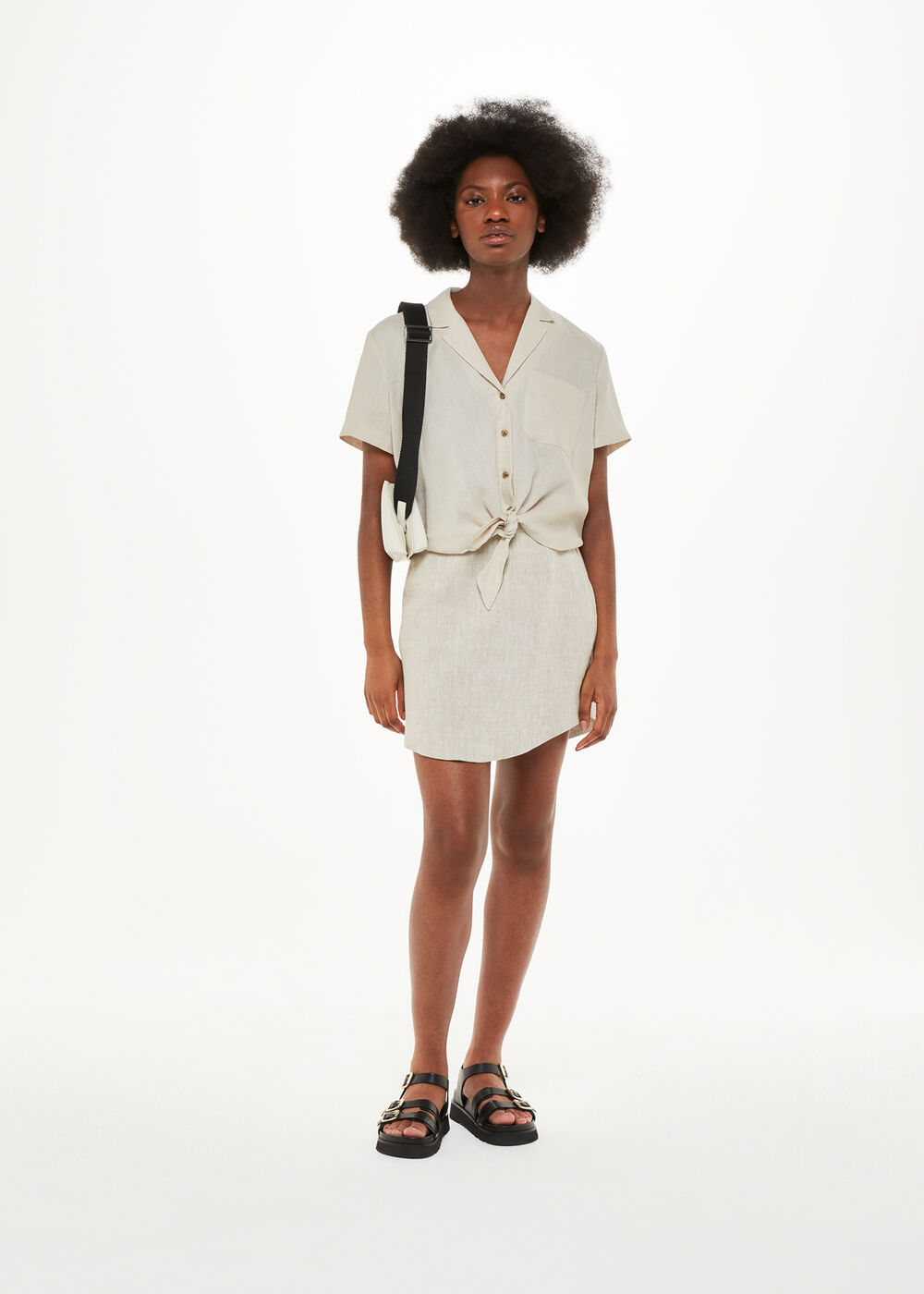 Tie Front Linen Blouse