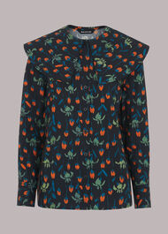 Tulips Print Collar Top