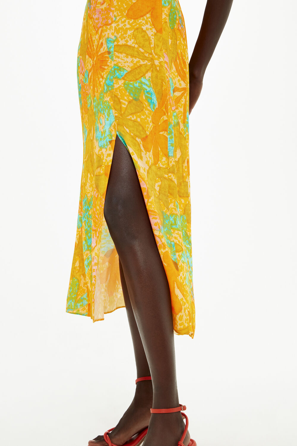 Palm Floral Carmel Dress