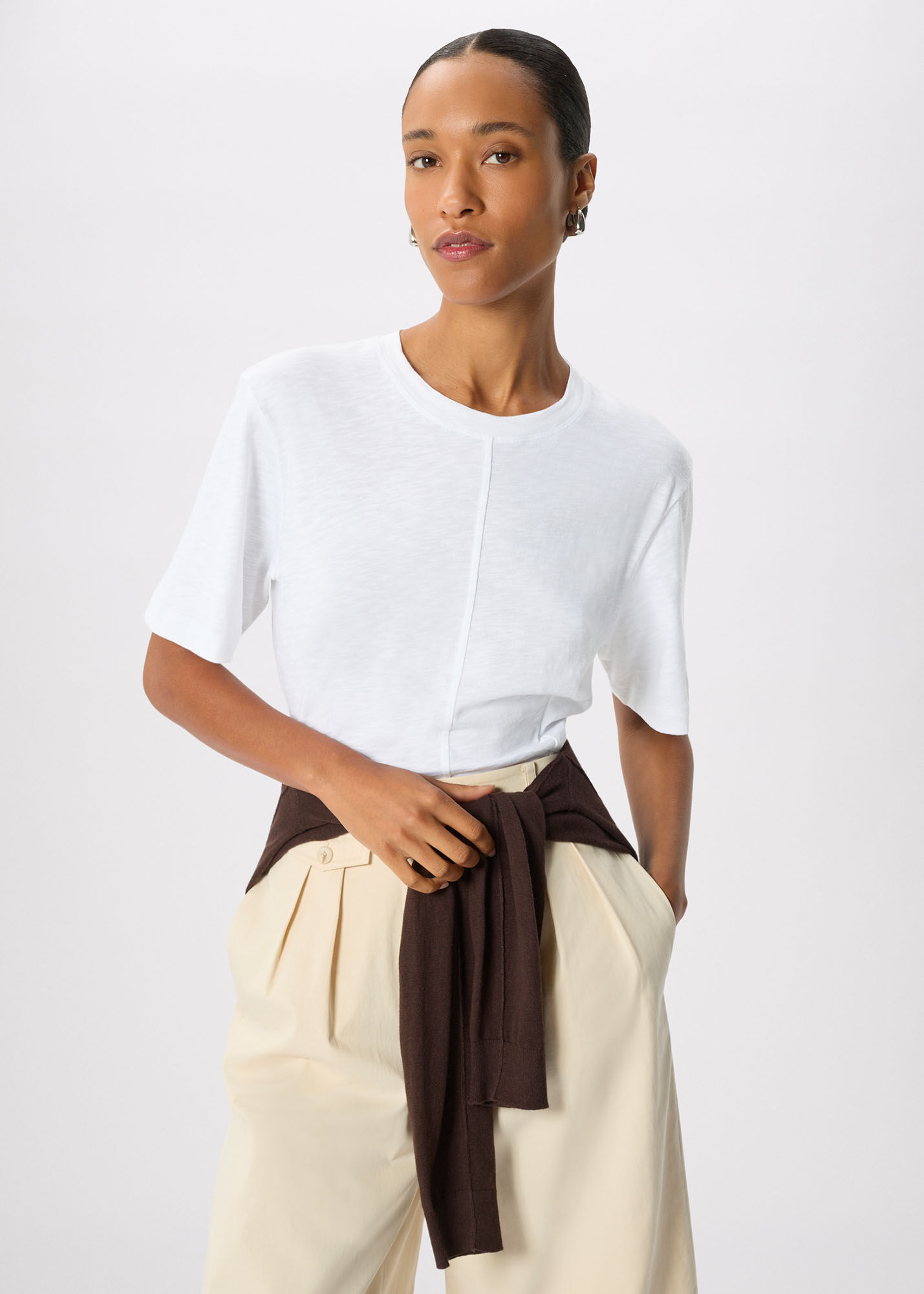 White Seam Front Detail Tee | WHISTLES | Whistles US |