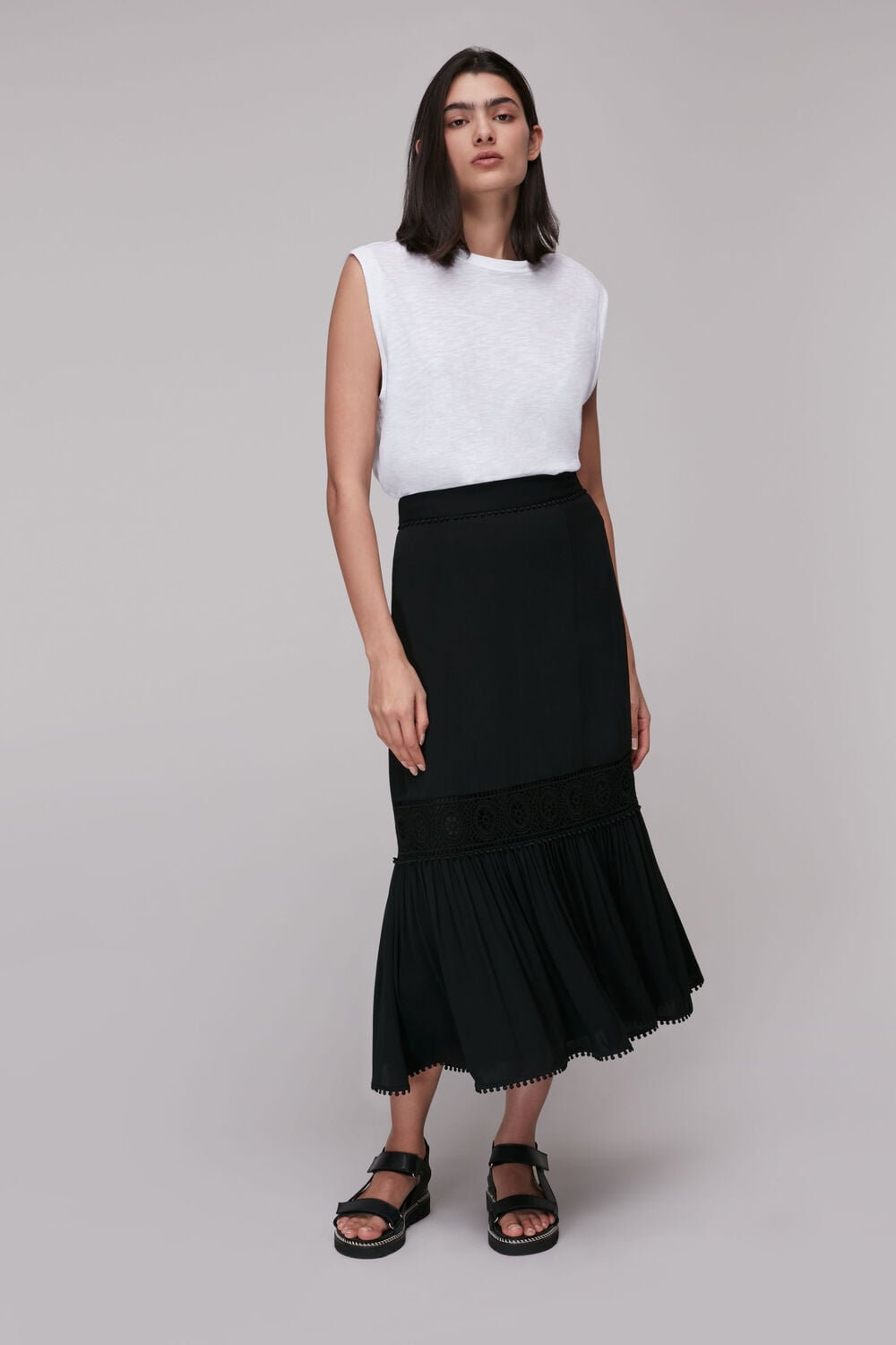 Black Ada Crochet Detail Skirt