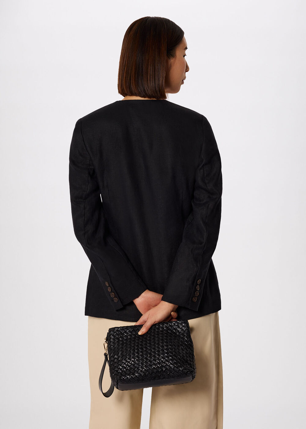 Collarless Linen Blazer