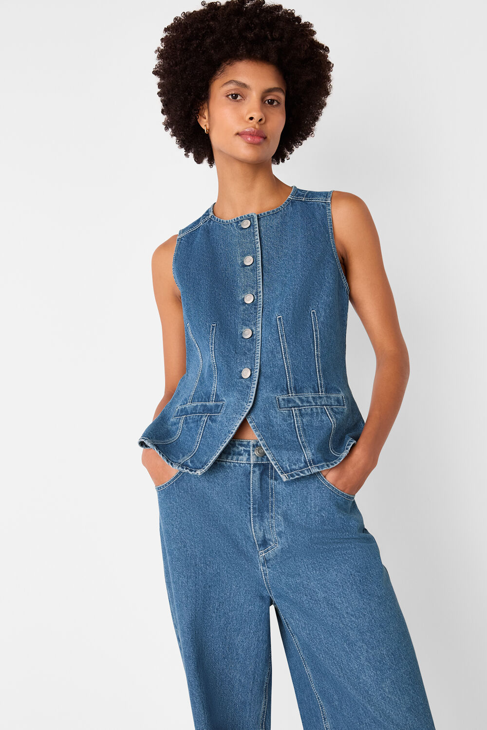 Denim Slim Fit Cotton Waistcoat