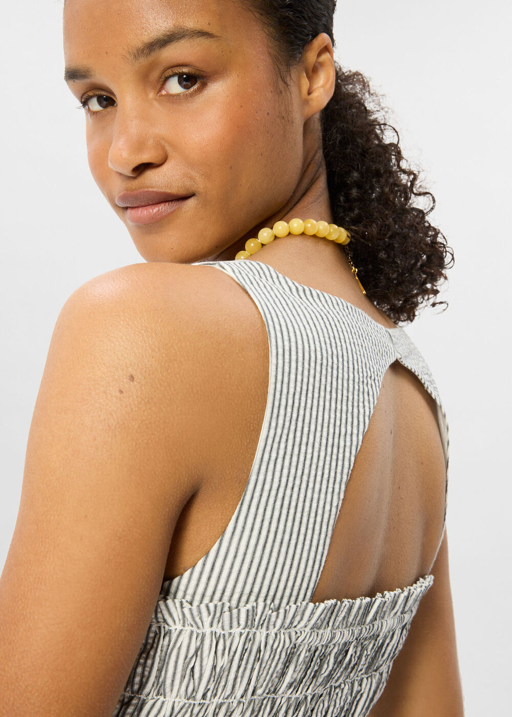 Seersucker Ruched Bodice Dress