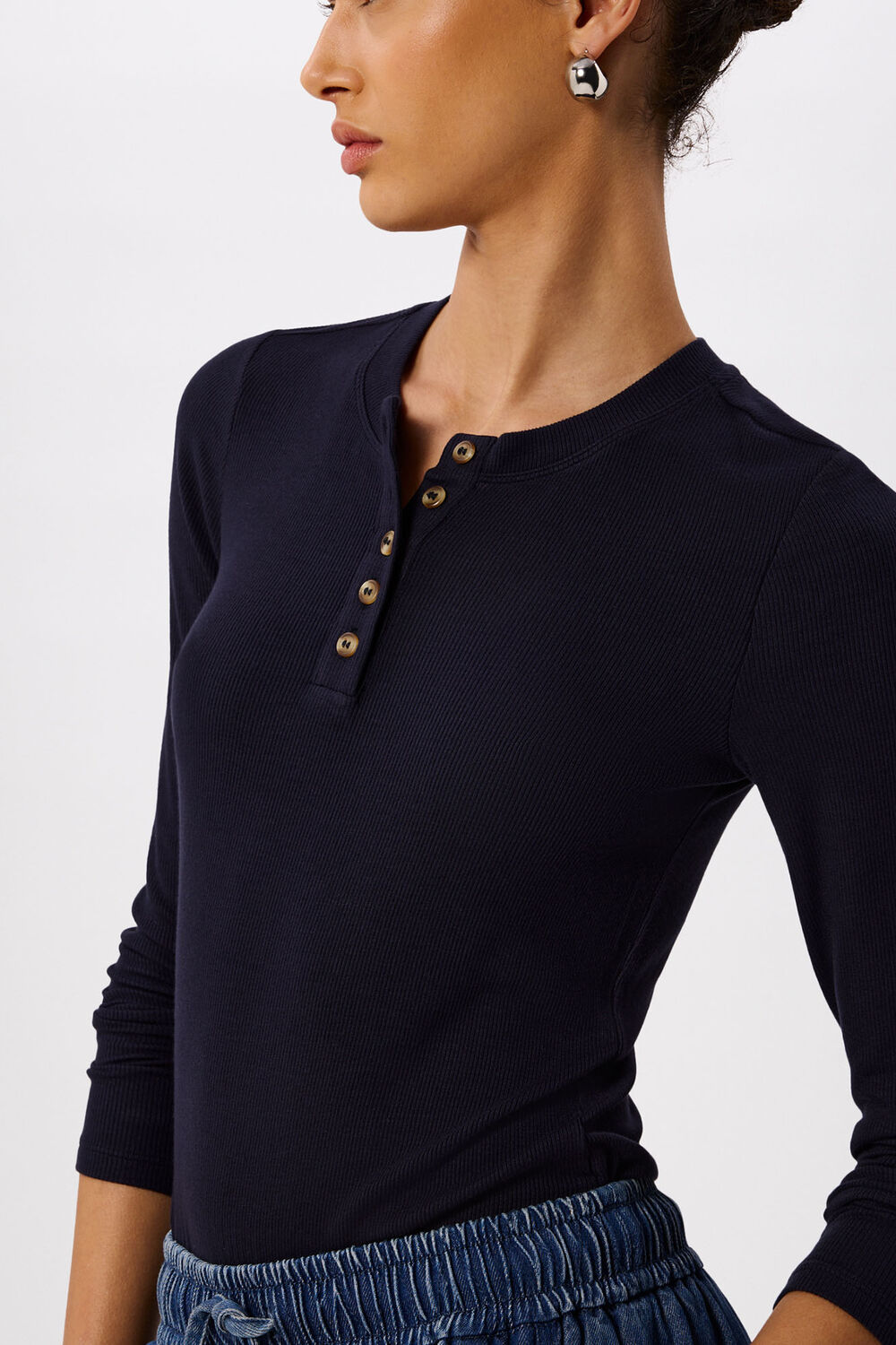 Navy Essential Rib Henley