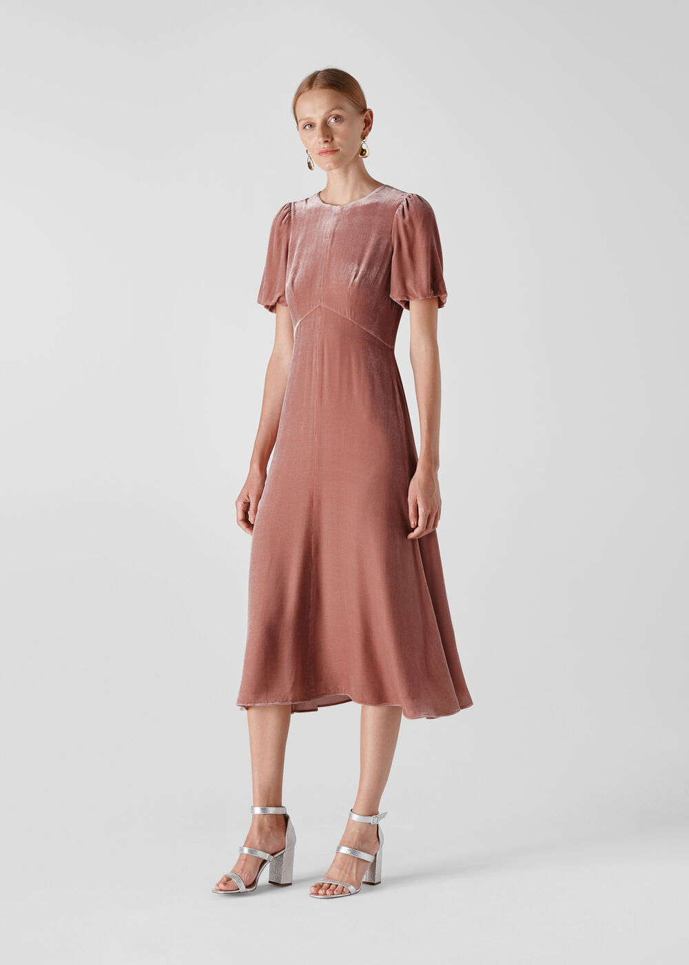 Vilimina Silk Mix Velvet Dress Pink