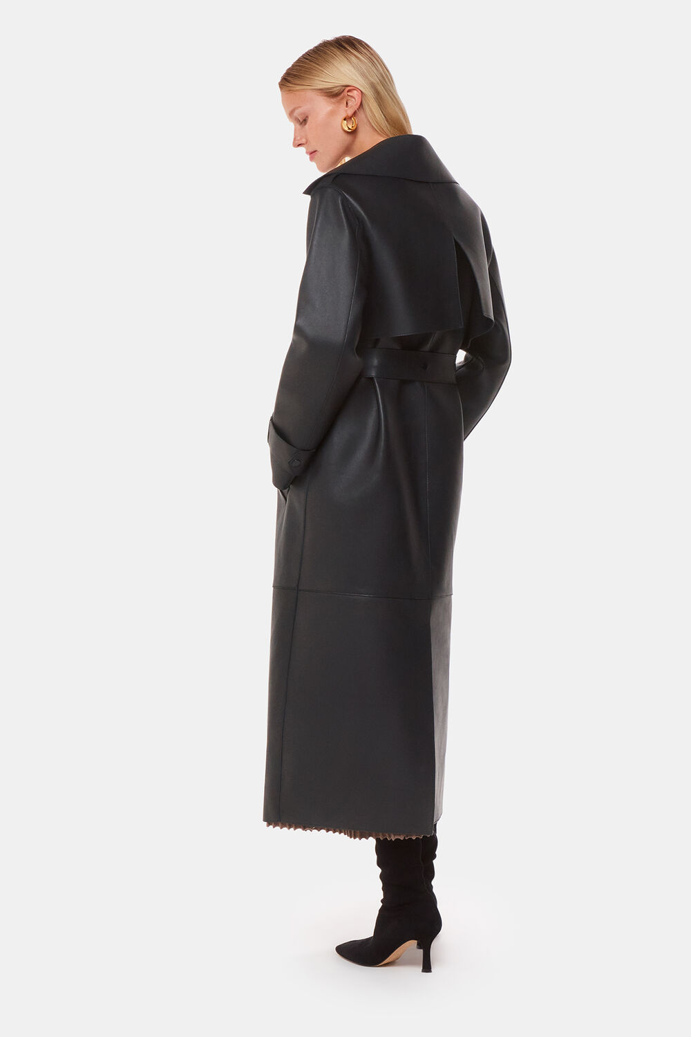 Black Faye Clean Bonded Trench Coat