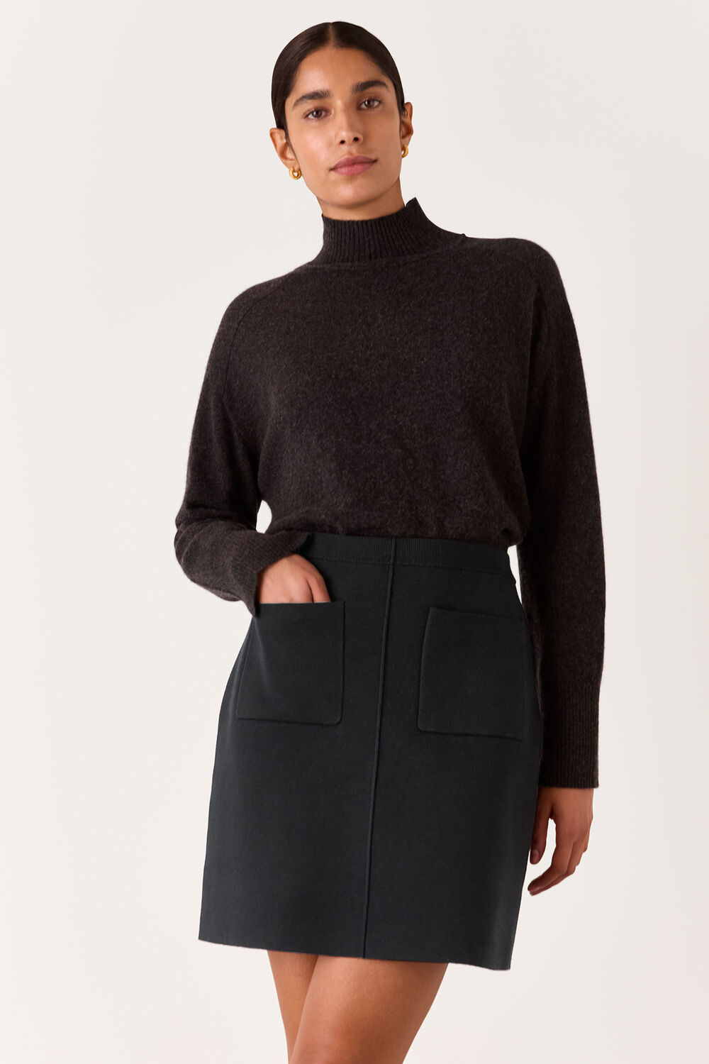 Patch Pocket Knitted Skirt