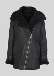 Shearling Brianna Biker Jacket Black