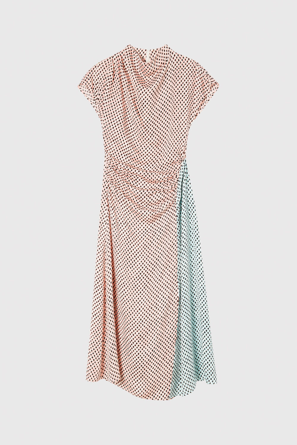Pink Petite Graphic Check Cowl Neck Dress