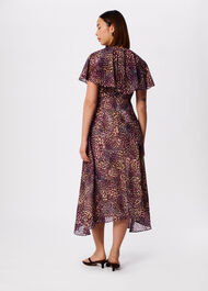 Orchid Print V Neck Midi Dress