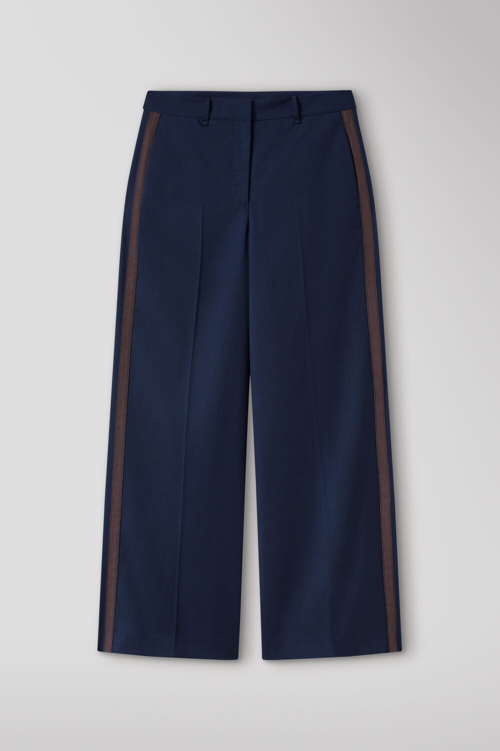 Navy Petite Side Stripe Straight Trouser